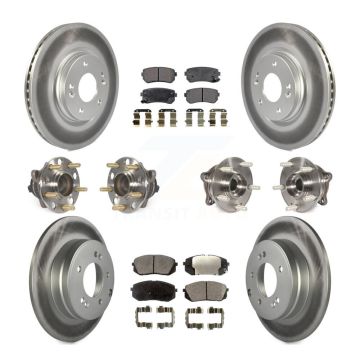 Front Rear Hub Bearing Coat Brake Rotor Pad Kit (10Pc) For 2015 Hyundai Sonata GAS engine KBB-111716