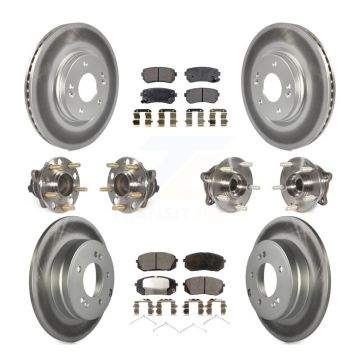 Front Rear Hub Bearing Coat Brake Rotor Pad Kit (10Pc) For 2016 Hyundai Sonata GAS engine KBB-111717