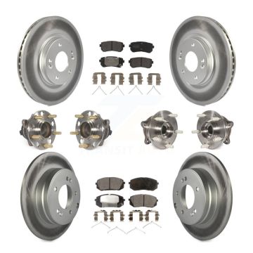 Front Rear Hub Bearing Assembly Coated Disc Brake Rotor And Pad Kit (10Pc) For Kia Optima KBB-111718