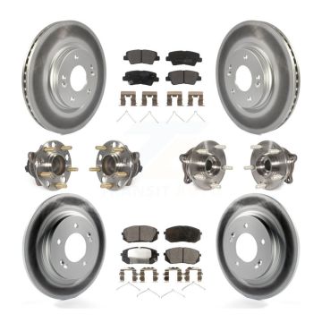 Front Rear Hub Bearing Assembly Coated Disc Brake Rotor And Pad Kit (10Pc) For Kia Optima KBB-111719