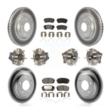 Front Rear Hub Bearing Assembly Coated Disc Brake Rotor And Pad Kit (10Pc) For Kia Optima KBB-111720