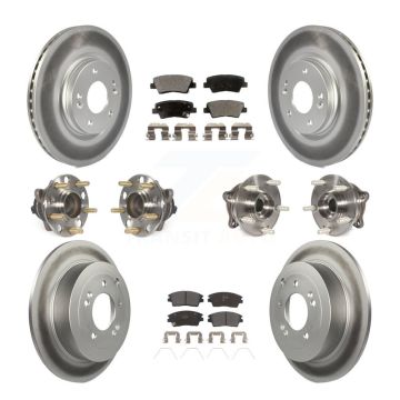 Front Rear Hub Bearing Coated Brake Rotor Pads Kit (10Pc) For Hyundai Tucson Kia Sportage KBB-111721
