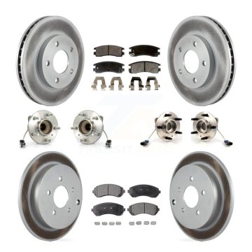 Front Rear Hub Bearings Coated Disc Brake Rotors And Pads Kit (10Pc) For Buick Rendezvous KBB-111743