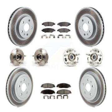 Front Rear Hub Bearings Coated Disc Brake Rotors And Pads Kit (10Pc) For Cadillac CTS KBB-111748
