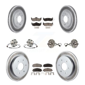 Front Rear Hub Bearings Coated Disc Brake Rotors And Pads Kit (10Pc) For Nissan Armada KBB-111753