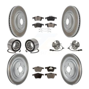 Front Rear Hub Bearing Coated Disc Brake Rotor & Pads Shoe Kit (10Pc) For Jaguar XF XJ XK KBB-111764