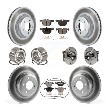 Front Rear Hub Bearing Coated Brake Rotor And Pad Shoe Kit (10Pc) For BMW 335i 335is 335d KBB-111776