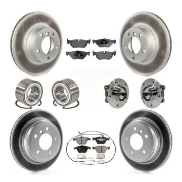Front Rear Wheel Hub Bearing Coated Disc Brake Rotor And Pad Shoe Kit (10Pc) For BMW 328i KBB-111779