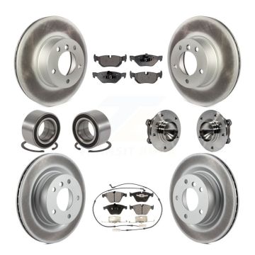 Front Rear Wheel Hub Bearing Coated Disc Brake Rotor And Pad Shoe Kit (10Pc) For BMW 328i KBB-111825