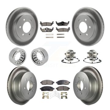 Front Rear Hub Bearing Coat Brake Rotor Pad Shoe Kit (10Pc) For 06-08 Lincoln Mark LT 4WD KBB-111885
