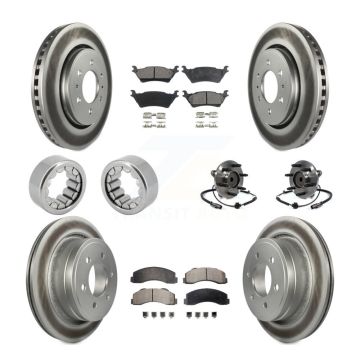 Front Rear Hub Bearing Coated Brake Rotor And Pad Shoe Kit (10Pc) For 2014 Ford F-150 RWD KBB-111915