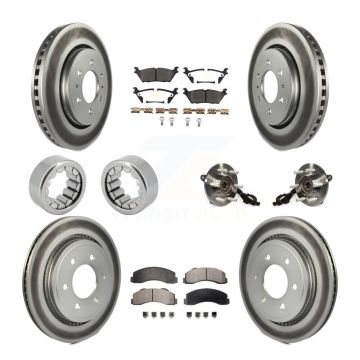 Front Rear Hub Bearings Coated Disc Brake Rotors And Pads Shoes Kit (10Pc) For Ford F-150 KBB-111924