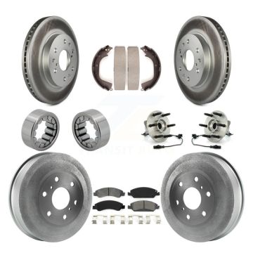 Front Rear Hub Bearing Coat Brake Rotor Pad Shoe Kit (10Pc) For GMC Sierra 1500 Chevrolet KBB-111932