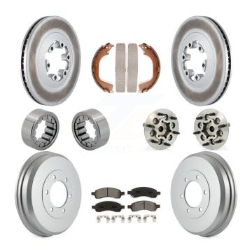 Front Rear Hub Bearing Coated Brake Rotor Pads Shoe Kit (10Pc) For Chevrolet Colorado GMC KBB-111940