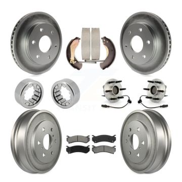 Front Rear Hub Bearing Coat Brake Rotor Pads Shoe Kit (10Pc) For Chevrolet Silverado 1500 KBB-111952