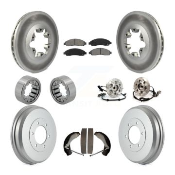 Front Rear Hub Bearing Coated Brake Rotor Pads Shoe Kit (10Pc) For Chevrolet Colorado GMC KBB-111954