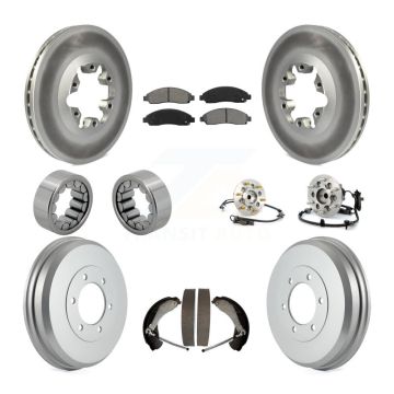 Front Rear Hub Bearing Coated Brake Rotor Pads Shoe Kit (10Pc) For Chevrolet Colorado GMC KBB-111956