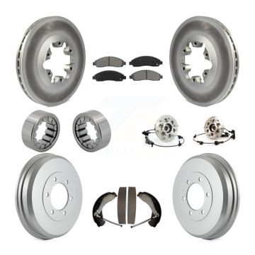 Front Rear Hub Bearing Coated Brake Rotor Pads Shoe Kit (10Pc) For Chevrolet Colorado GMC KBB-111962