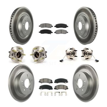 Front Rear Hub Bearing Coated Brake Rotor Pad Kit (10Pc) For 2006-2011 Buick Lucerne 4.6L KBB-111965