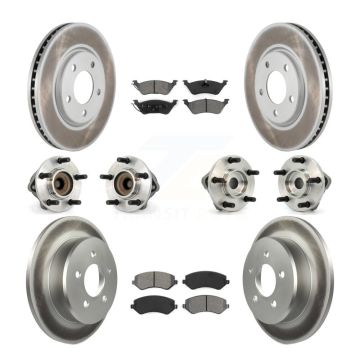 Front Rear Hub Bearing Coated Disc Brake Rotor And Pad Kit (10Pc) For Dodge Grand Caravan KBB-111979