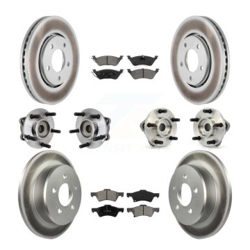 Front Rear Hub Bearings Coated Disc Brake Rotors And Pads Kit (10Pc) For Dodge Caravan KBB-111982
