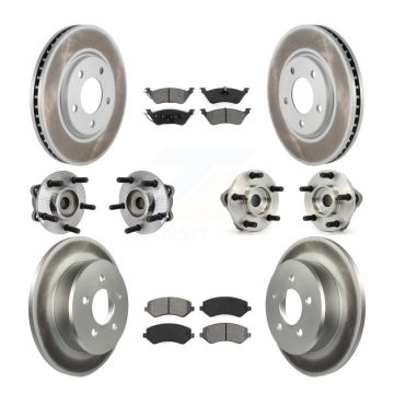 Front Rear Hub Bearings Coated Disc Brake Rotors And Pads Kit (10Pc) For Chrysler Voyager KBB-111983