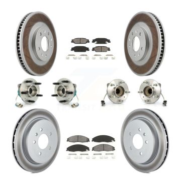 Front Rear Hub Bearings Coated Disc Brake Rotors And Pads Kit (10Pc) For Cadillac CTS KBB-111990