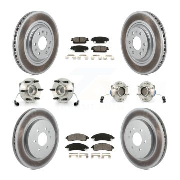 Front Rear Hub Bearings Coated Disc Brake Rotors And Pads Kit (10Pc) For Cadillac SRX RWD KBB-111997