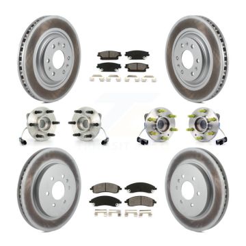 Front Rear Hub Bearings Coated Disc Brake Rotors And Pads Kit (10Pc) For Cadillac SRX AWD KBB-111998