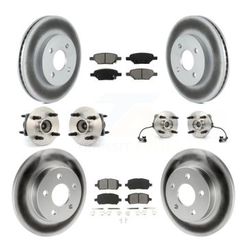 Front Rear Hub Bearing Coated Brake Rotor Pad Kit (10Pc) For 07-10 Pontiac G5 4-Wheel ABS KBB-111999