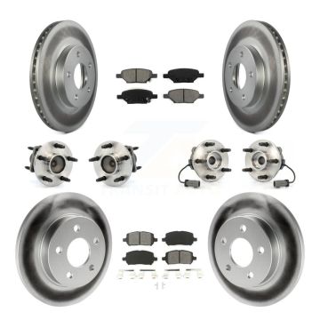 Front Rear Hub Bearing Assembly Coated Disc Brake Rotor And Pad Kit (10Pc) For Pontiac G5 KBB-112005