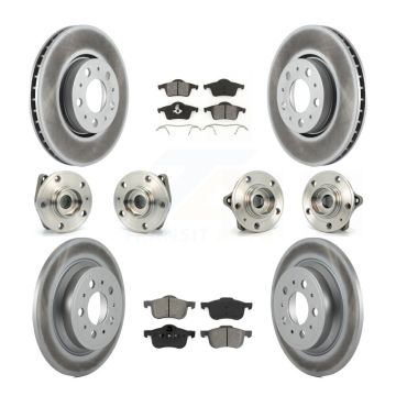 Front Rear Hub Bearing Coated Disc Brake Rotor Pads Kit (10Pc) For Volvo S60 XC70 V70 S80 KBB-112006