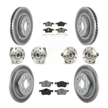 Front Rear Hub Bearing Coated Disc Brake Rotor Pads Kit (10Pc) For Volvo S60 XC70 V70 S80 KBB-112007
