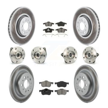 Front Rear Hub Bearing Coated Disc Brake Rotor And Pads Kit (10Pc) For 2008 Volvo S60 AWD KBB-112008