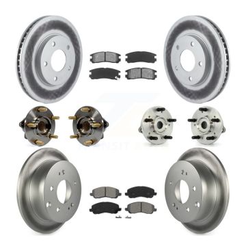 Front Rear Hub Bearing Coated Brake Rotor Pads Kit (10Pc) For 2010-2012 Mitsubishi Galant KBB-112012