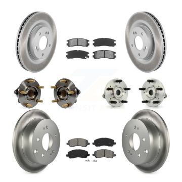 Front Rear Hub Bearing Coated Brake Rotor & Pads Kit (10Pc) For Mitsubishi Eclipse Galant KBB-112013