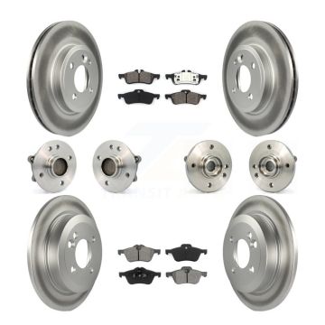 Front Rear Hub Bearings Coated Disc Brake Rotors And Pads Kit (10Pc) For Mini Cooper KBB-112042