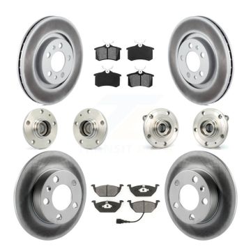 Front Rear Hub Bearings Coated Disc Brake Rotors And Pads Kit (10Pc) For Volkswagen Jetta KBB-112052
