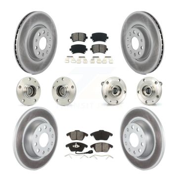 Front Rear Hub Bearing Coated Disc Brake Rotor & Pad Kit (10Pc) For Volkswagen Passat Eos KBB-112054