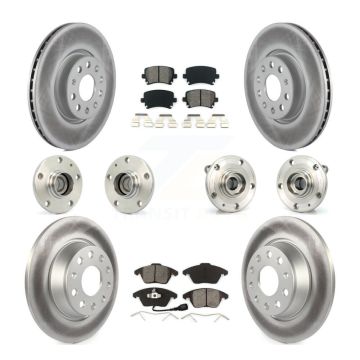 Front Rear Hub Bearing Coated Disc Brake Rotor & Pads Kit (10Pc) For Volkswagen CC Passat KBB-112055