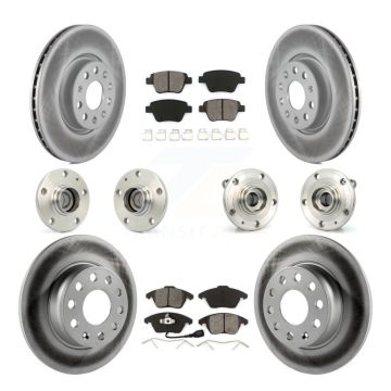 Front Rear Hub Bearing Coated Disc Brake Rotor & Pad Kit (10Pc) For Volkswagen Beetle GTI KBB-112056