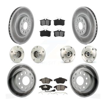Front Rear Hub Bearing Coated Disc Brake Rotor Pad Kit (10Pc) For Volkswagen Jetta Beetle KBB-112058