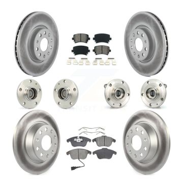 Front Rear Hub Bearing Coated Brake Rotor & Pads Kit (10Pc) For Volkswagen Tiguan Audi Q3 KBB-112059