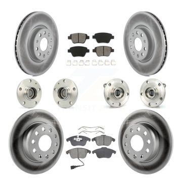 Front Rear Hub Bearing Coated Brake Rotor Pads Kit (10Pc) For 2012-2014 Volkswagen Passat KBB-112060