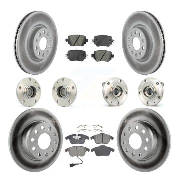 Front Rear Hub Bearing Coated Disc Brake Rotors And Pads Kit (10Pc) For Volkswagen Passat KBB-112061