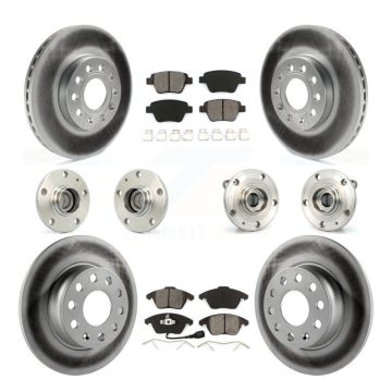 Front Rear Hub Bearing Coated Disc Brake Rotors And Pads Kit (10Pc) For Volkswagen Beetle KBB-112063