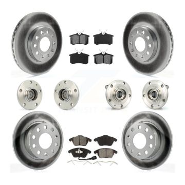 Front Rear Hub Bearing Coated Disc Brake Rotor Pad Kit (10Pc) For Volkswagen Jetta Beetle KBB-112064