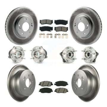 Front Rear Hub Bearing Coat Brake Rotor Pad Kit (10Pc) For 2007-2009 Hyundai Santa Fe FWD KBB-112069