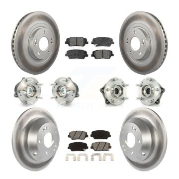 Front Rear Hub Bearing Coated Brake Rotor & Pads Kit (10Pc) For 2014-2015 Kia Sorento FWD KBB-112074