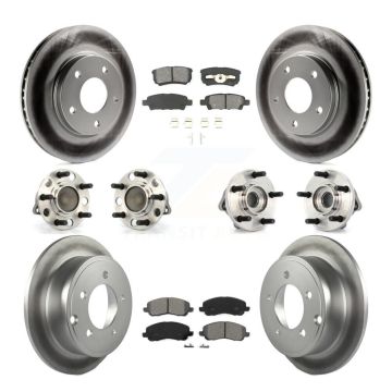 Front Rear Hub Bearings Coated Disc Brake Rotors And Pads Kit (10Pc) For Dodge Caliber KBB-112081